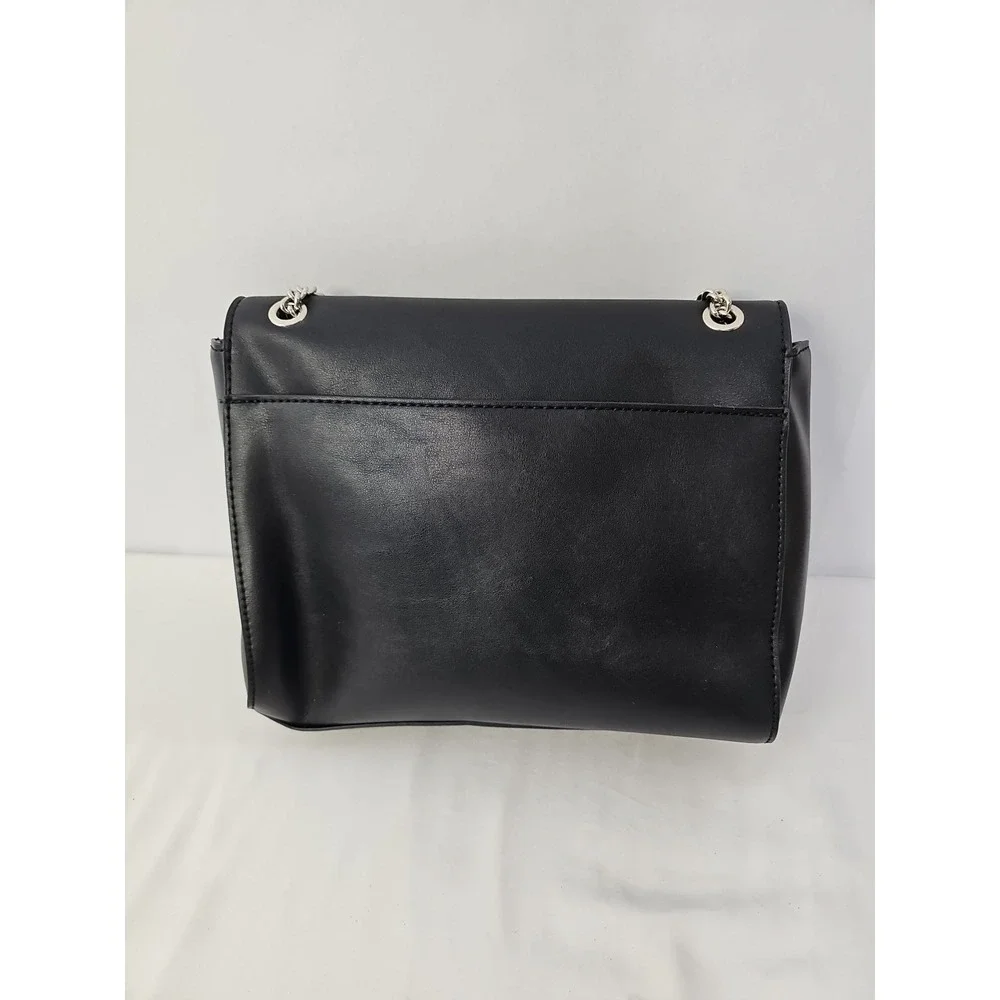 Nine West Classic Patent Black Handbag Med Size‎ Purse EUC Chain Dbl Handle